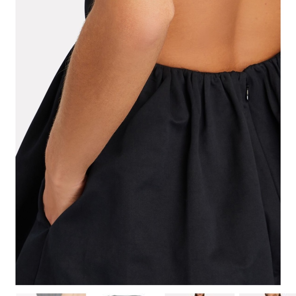 NWT $495 STAUD Alix Maxi Black Dress Puff Sleeves Size 2 Open Back - Picture 3 of 16